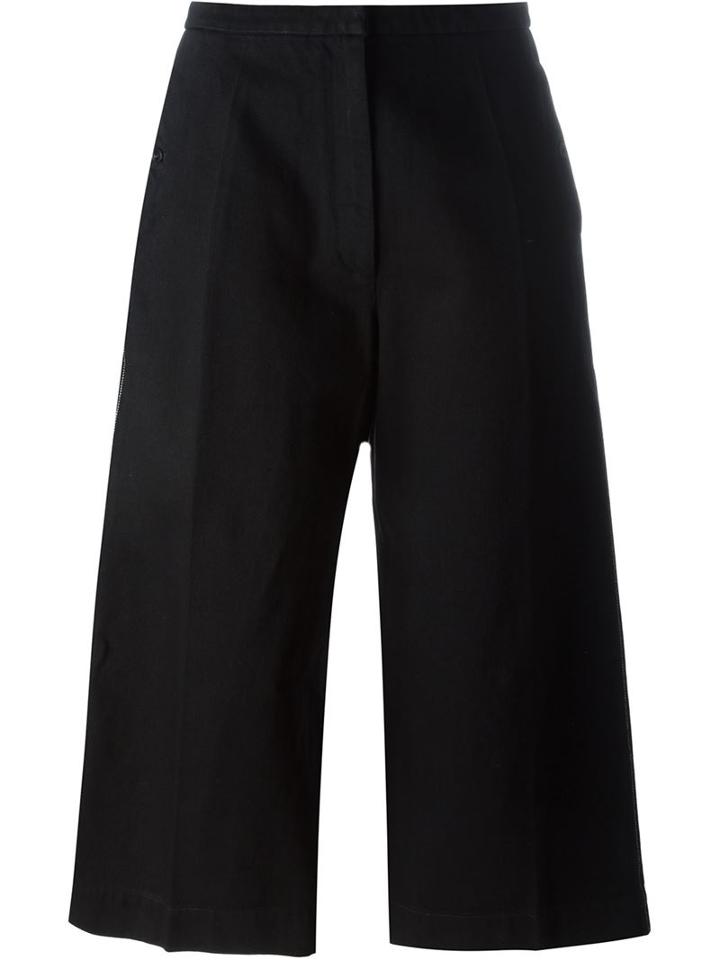 Lemaire Wide Leg Cropped Trousers, Women's, Size: 40, Black, Cotton