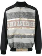 Astrid Andersen Printed Panel Bomber Jacket, Men's, Size: Xl, Black, Polyester/silk