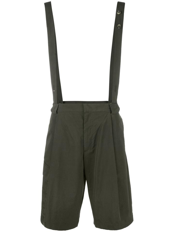 Maison Flaneur - Patchwork Suspender Shorts - Men - Cotton/viscose - 44, Green, Cotton/viscose