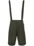 Maison Flaneur - Patchwork Suspender Shorts - Men - Cotton/viscose - 44, Green, Cotton/viscose