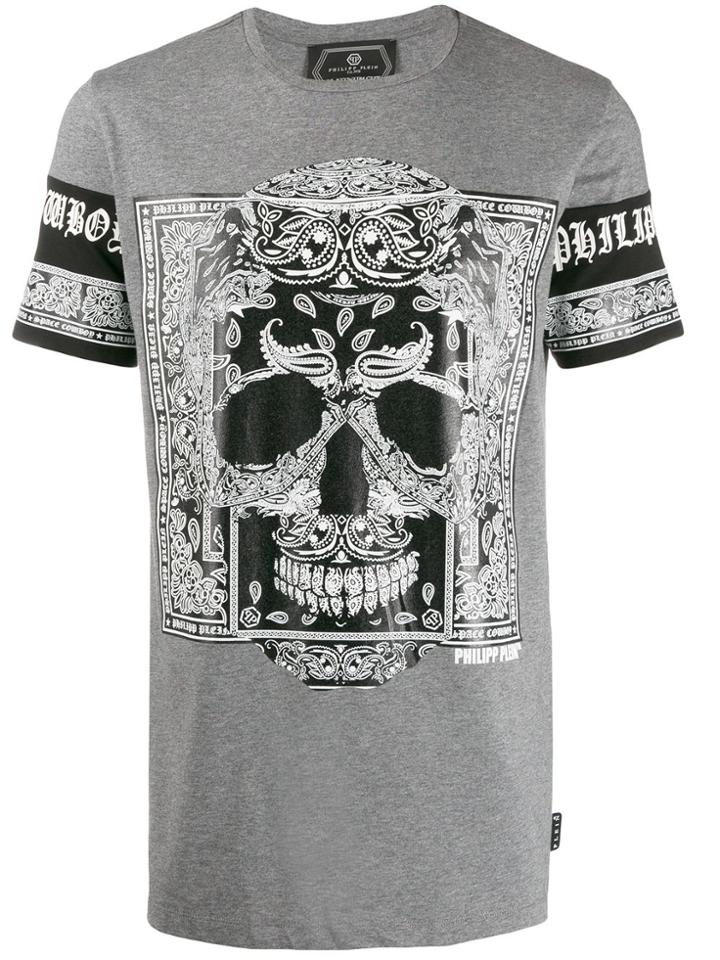Philipp Plein Paisley Skull Print T-shirt - Grey