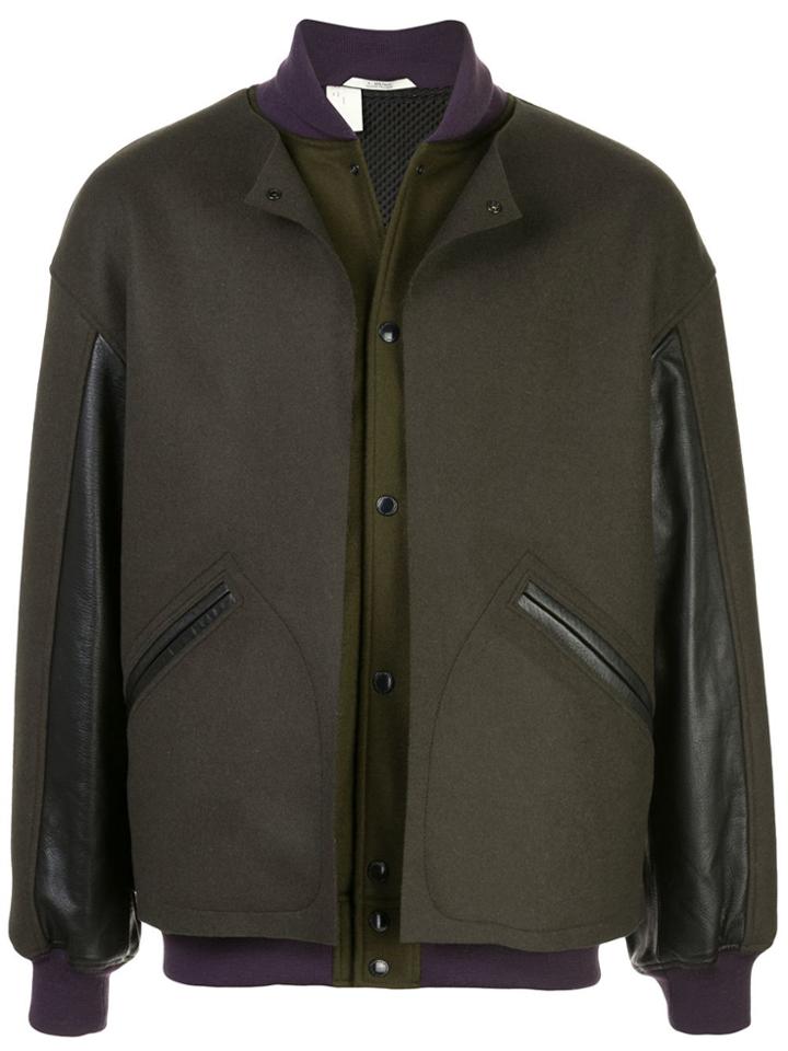 N. Hoolywood Snap-button Bomber Jacket - Green