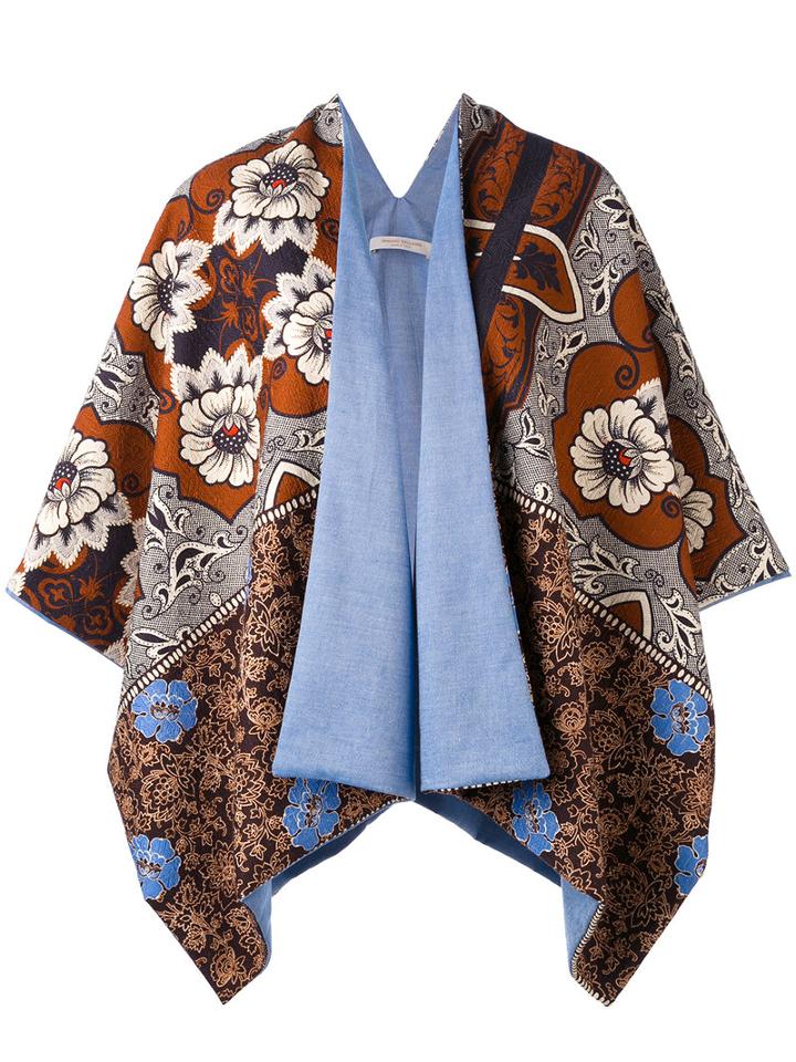 Ermanno Gallamini - Floral Print Poncho - Women - Silk/cotton - One Size, Silk/cotton