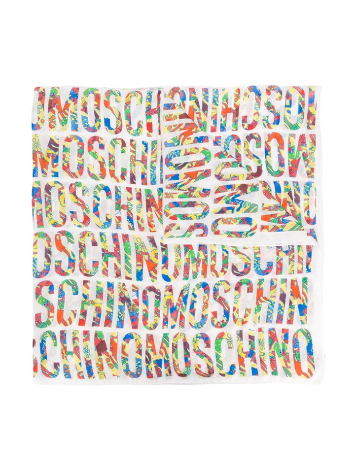 Moschino All Over Logo Print Scarf - White
