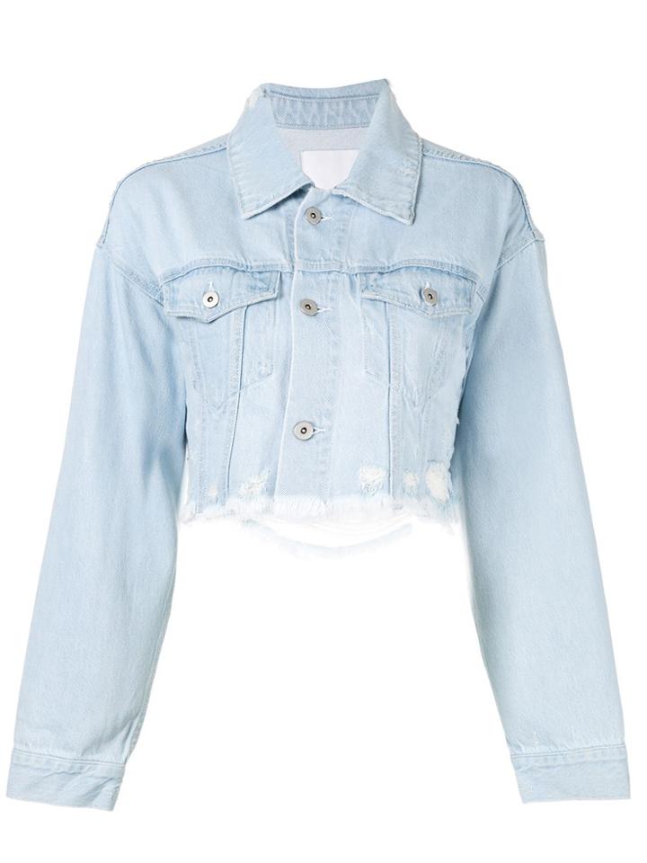 Ground Zero Cropped Denim Jacket - Grey