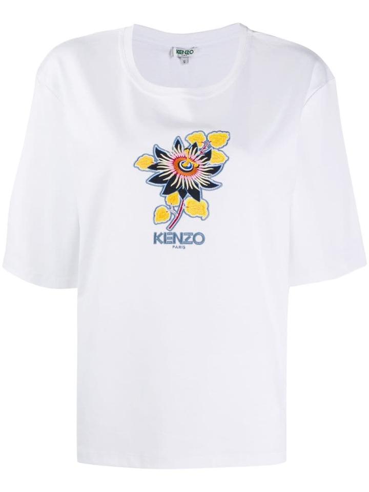 Kenzo Flower Embroidery T-shirt - White