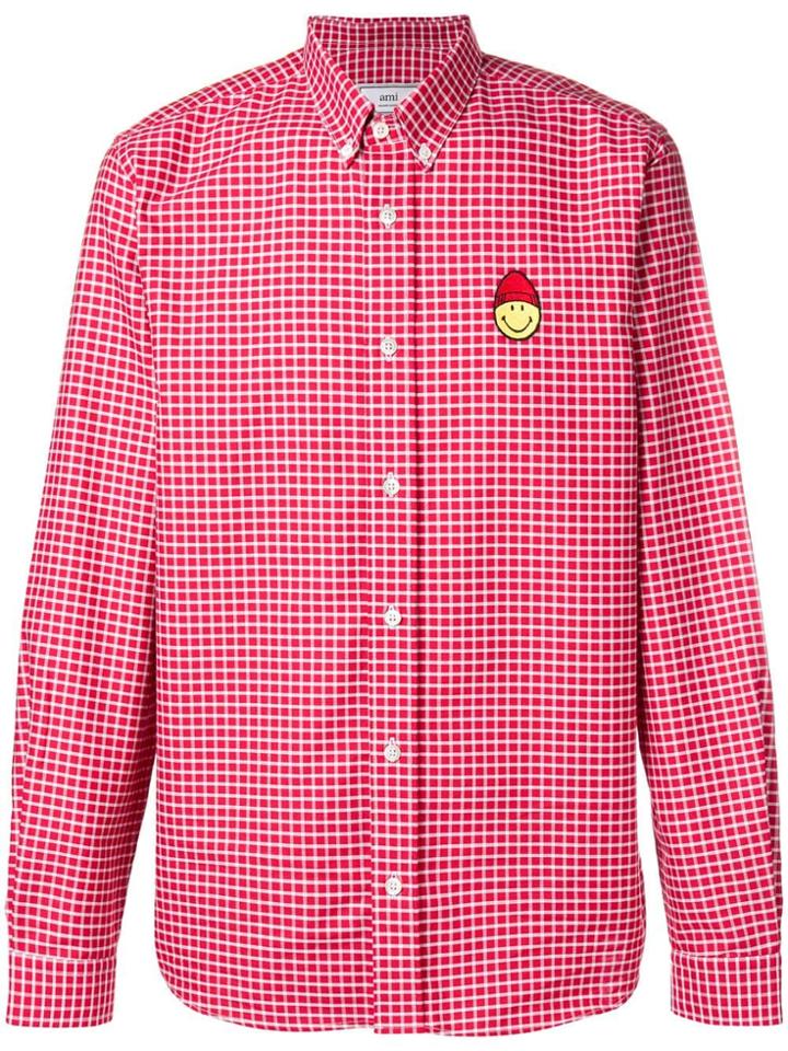 Ami Alexandre Mattiussi Smiley Patch Shirt - Red