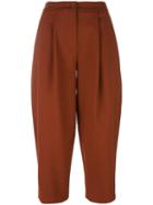 Erika Cavallini Cropped Trousers, Women's, Size: 44, Brown, Polyester/virgin Wool/spandex/elastane/acetate