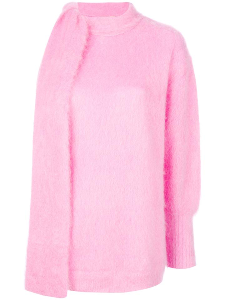 No21 Asymmetric Tie Neck Jumper - Pink & Purple