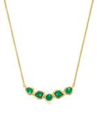 Monica Vinader Gp Siren Mini Nugget Cluster Green Onyx Necklace - Gold