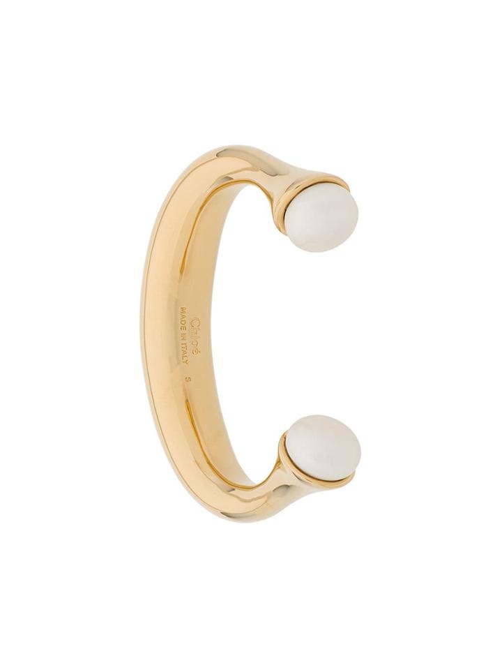 Chloé Metallic Pearl Embellished Wrist Cuff - Gold