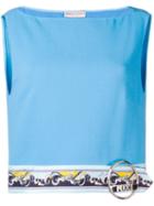 Emilio Pucci Blue Contrast Hemline Cropped Top