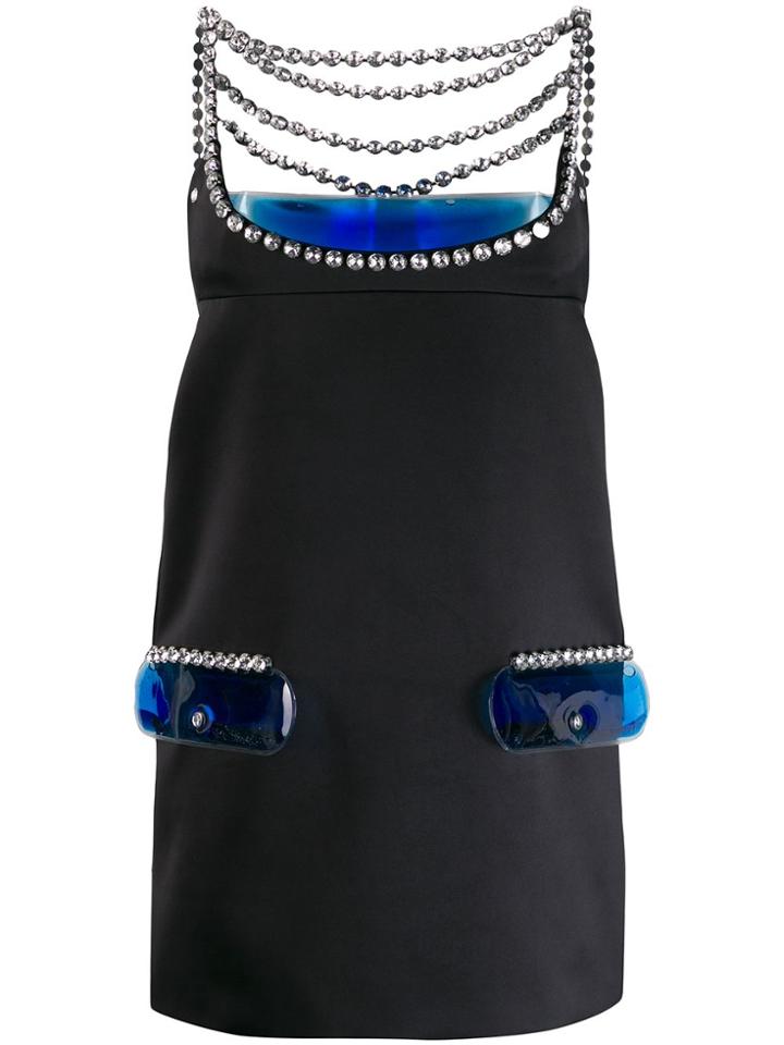 Christopher Kane Crystal And Gel Satin Mini Dress - Black