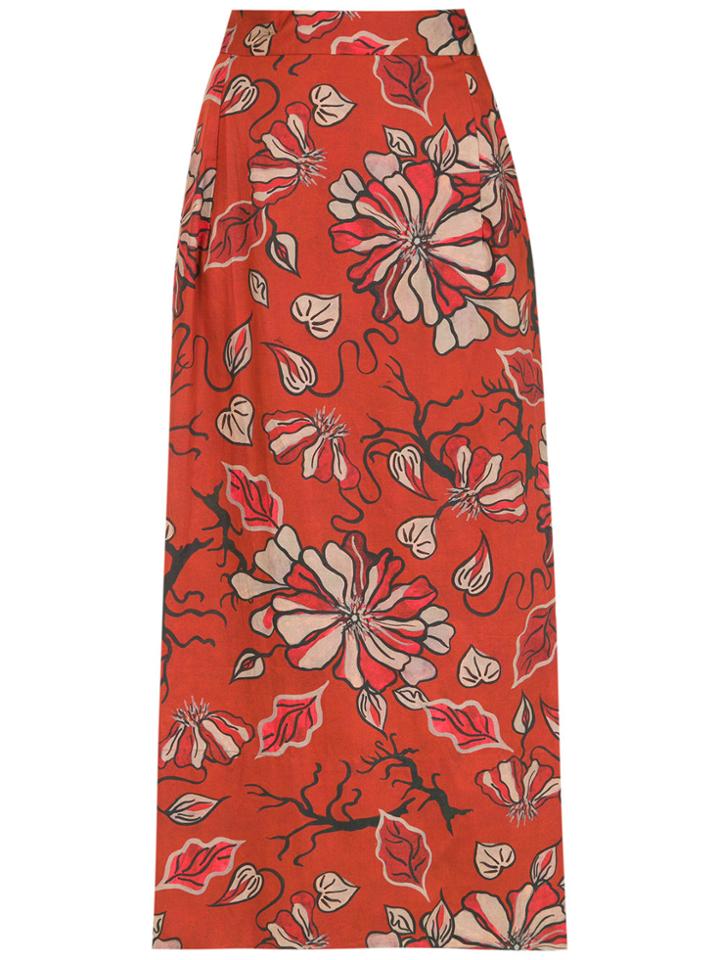 Sissa Flor Do Agreste Midi Skirt - Red