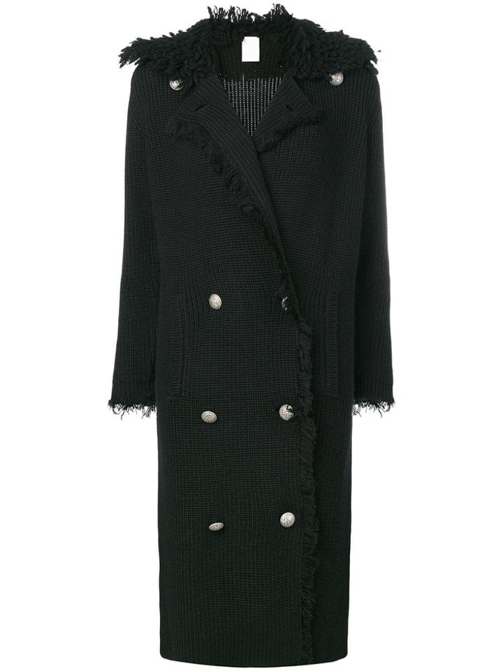 Pinko Long Double-breasted Coat - Black