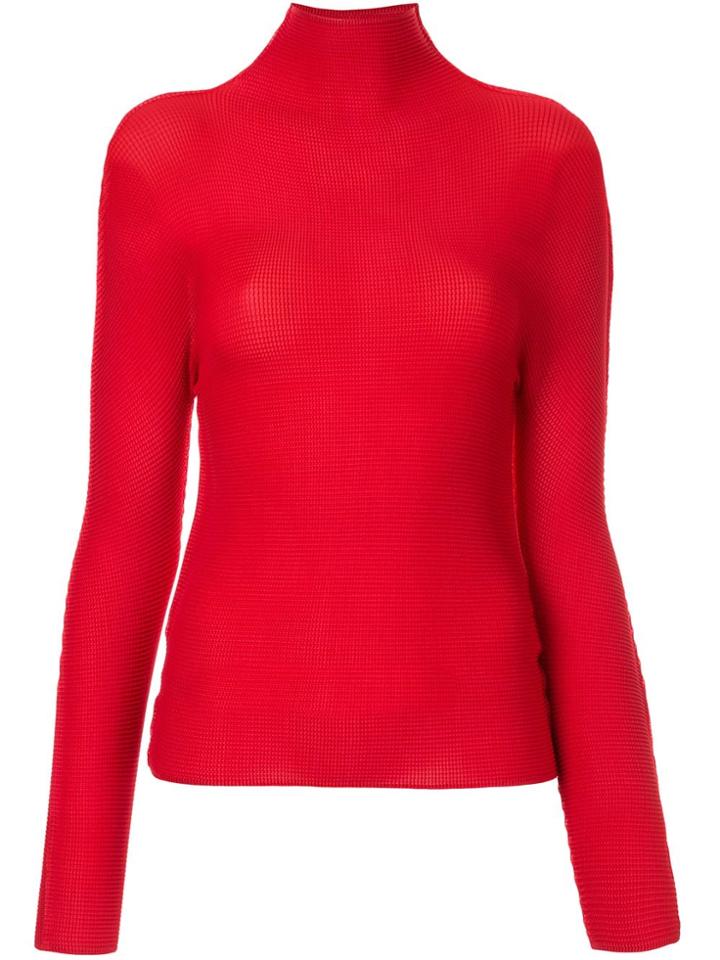 Issey Miyake Cauliflower Micropleated Structured Shoulder Sweater