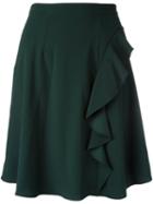 Carven Ruffled Detail Skirt, Women's, Size: 40, Green, Polyester