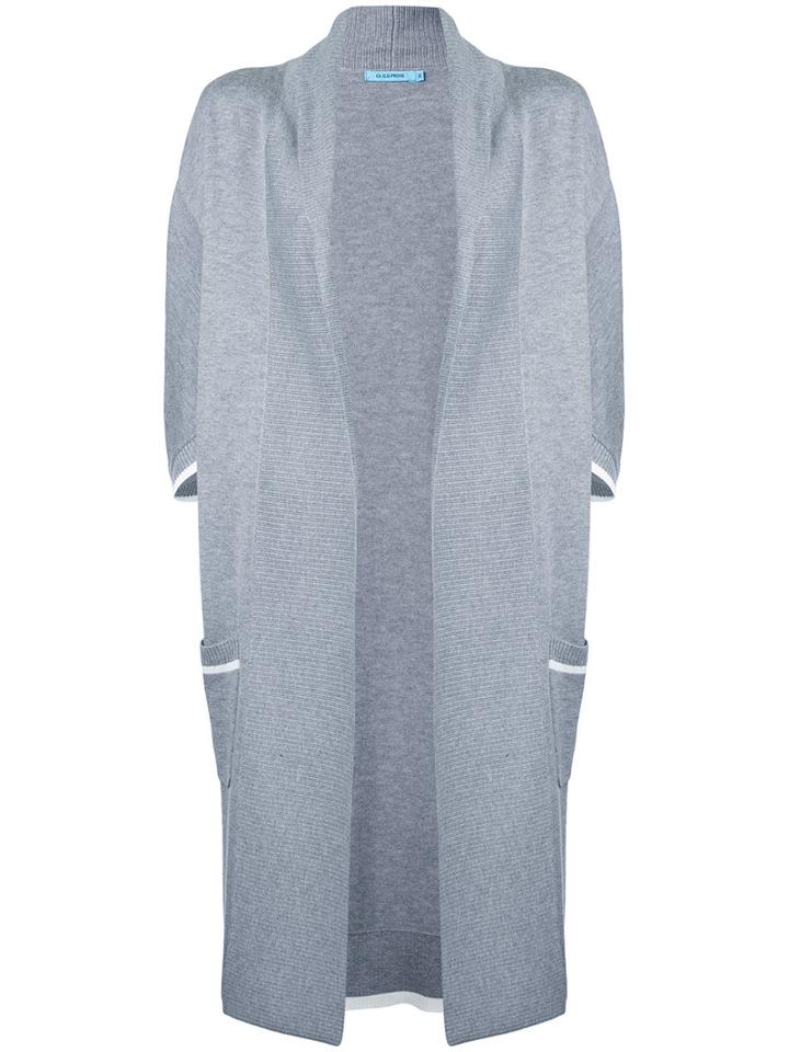 Guild Prime - Long Shawl Collar Cardigan - Women - Cotton/rayon - 36, Grey, Cotton/rayon