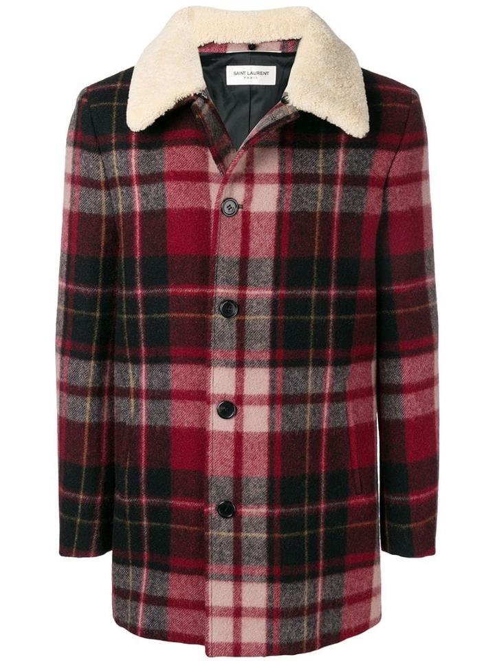 Saint Laurent Checked Buttoned Jacket - Red