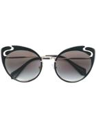 Miu Miu Eyewear Cat-eye Frame Sungalsses - Black