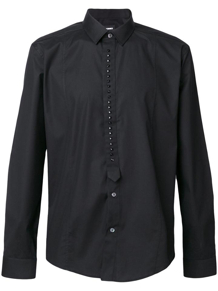 Les Hommes Studded Placket Shirt - Black