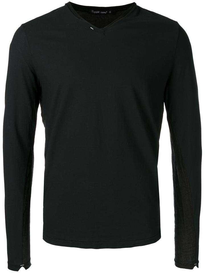 Transit V-neck Jumper, Men's, Size: 48, Black, Cotton/linen/flax