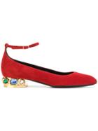 Casadei Embellished Heel Ballerinas - Red
