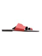 Mara Mac Leather Flat Sandals - Red