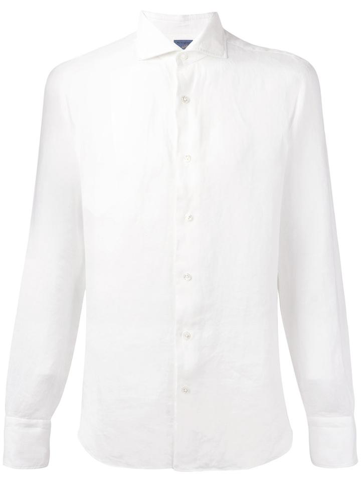 Barba Slim-fit Shirt, Men's, Size: 39, White, Linen/flax