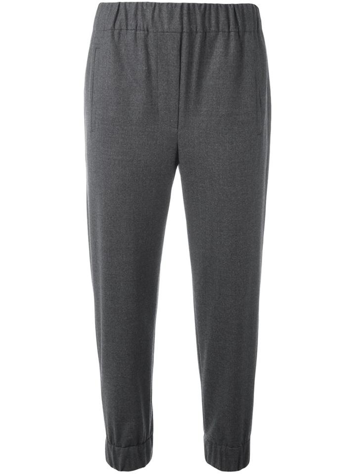 Brunello Cucinelli Pull-up Cropped Trousers, Women's, Size: 44, Grey, Virgin Wool/spandex/elastane/polyester/cupro