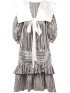 Vaquera Ruffled Striped Dress - Black