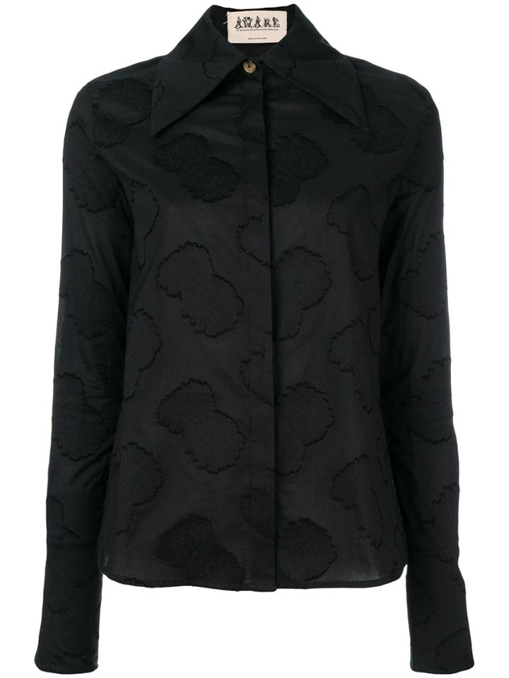 A.w.a.k.e. Floral Embroidery Shirt - Black