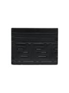 Fendi Black Ff Logo Embossed Leather Cardholder