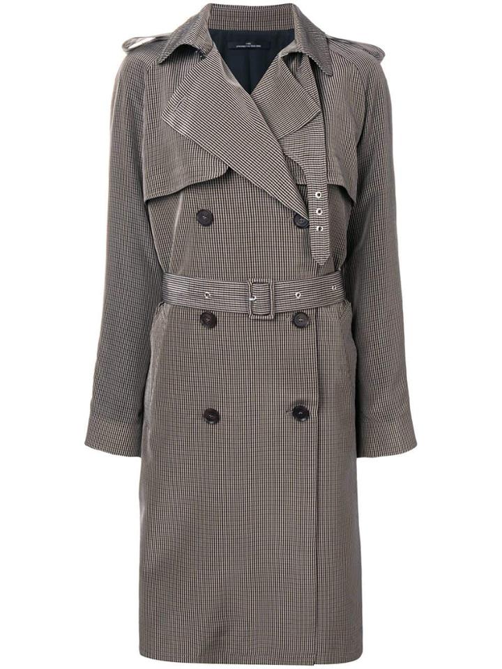 Rokh Micro Check Trench Coat - Black