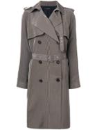 Rokh Micro Check Trench Coat - Black