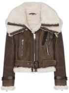 Burberry Cropped And Belted Aviator Jacket - Brown
