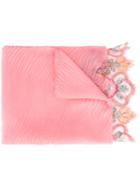 Valentino - Embroidered Scarf - Women - Silk/polyamide/viscose/cashmere - One Size, Pink/purple, Silk/polyamide/viscose/cashmere