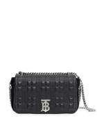 Burberry Small Crystal Detail Quilted Check Lambskin Lola Bag - Black