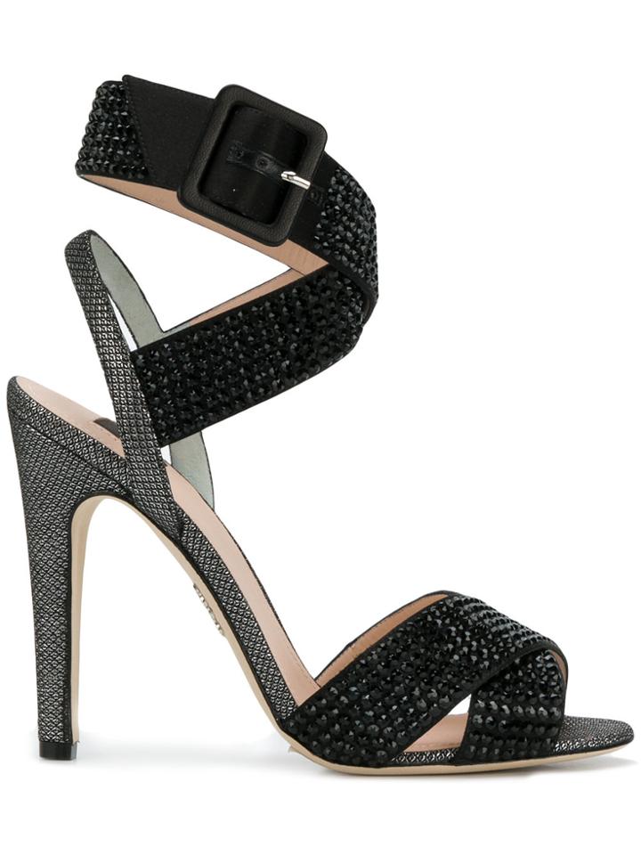 Rodo Strappy Crystal Embellished Sandals - Black