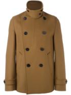 Wooyoungmi Double Breasted Coat, Men's, Size: 50, Brown, Nylon/polyester/polyurethane/wool