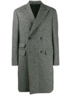 Z Zegna Checked Double-breasted Coat - Black