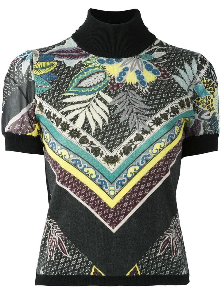 I'm Isola Marras Turtleneck Printed Top, Women's, Size: Small, Black, Polyester/virgin Wool