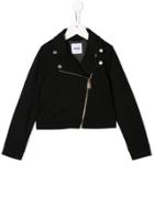 Moschino Kids Teen Zipped Biker Jacket - Black