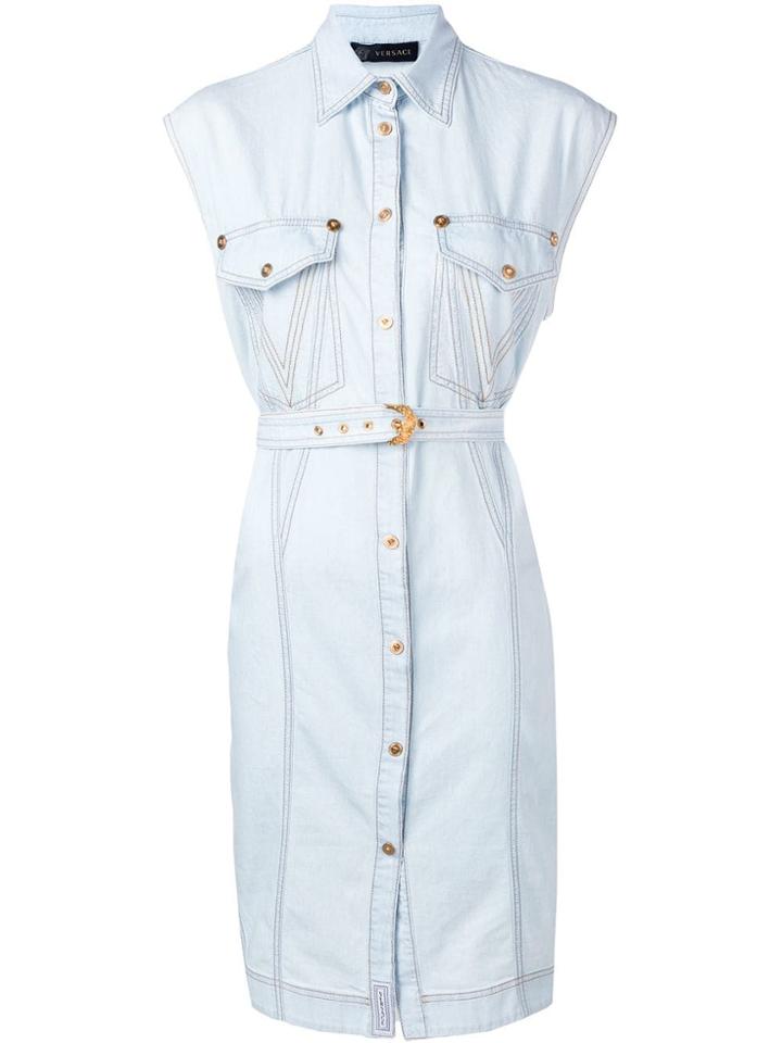 Versace Sleeveless Denim Dress - Blue