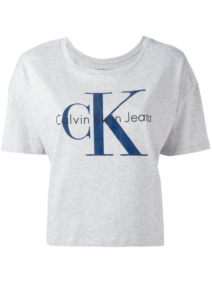 Calvin Klein Jeans - Shortsleeved Logo T-shirt - Women - Cotton - M, Women's, Grey, Cotton