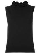 Le Ciel Bleu Frill Neck Knitted Top - Black