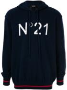 Nº21 Logo Knitted Hooded Jumper - Blue