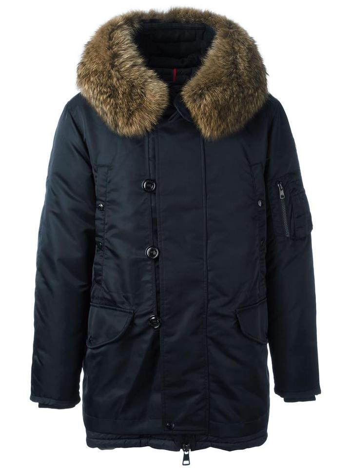 Moncler 'ronier' Padded Jacket, Men's, Size: 3, Blue, Feather Down/polyamide/wool