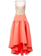 Marchesa Notte Embroidered Faille High-low Dress - Pink