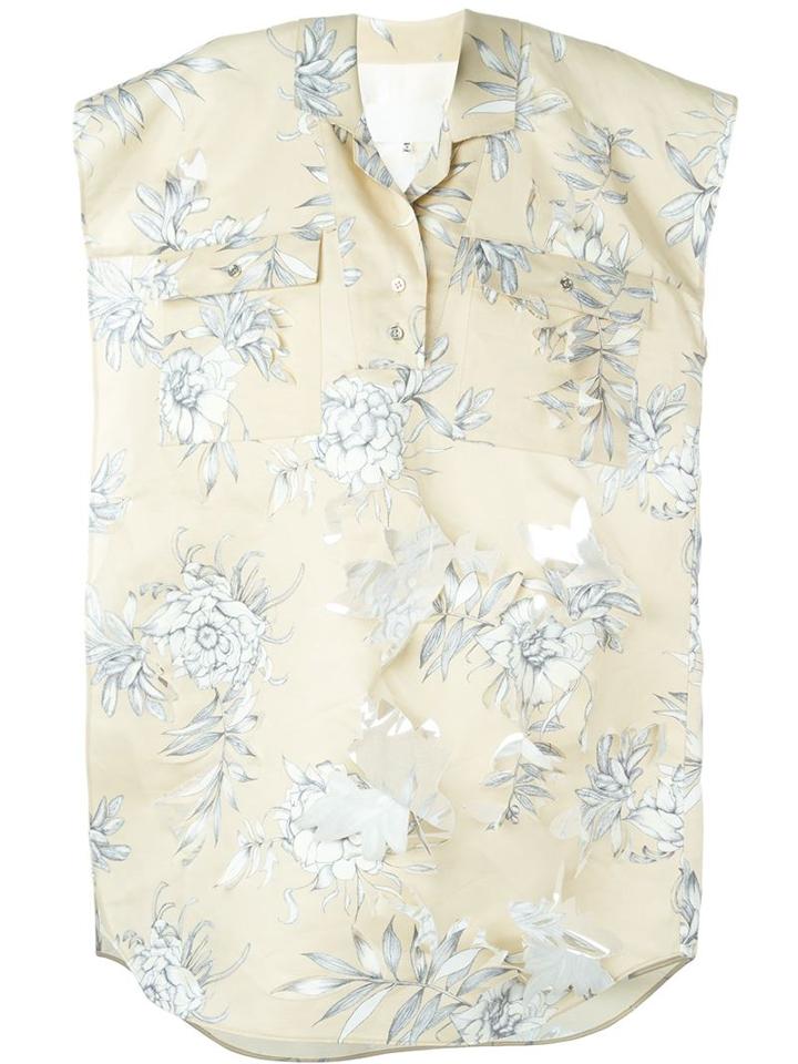 Maison Margiela Boxy Floral Blouse, Women's, Size: 40, Nude/neutrals, Cotton/linen/flax